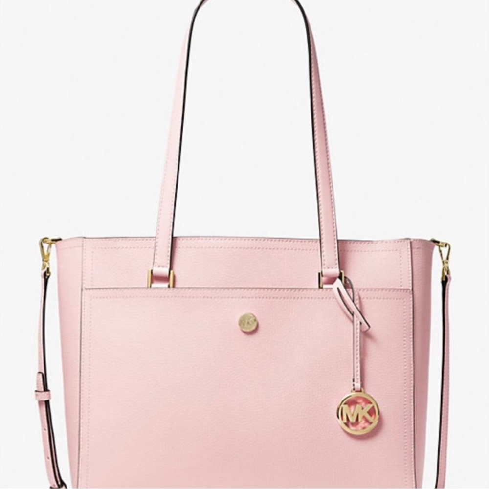 Michael Kors Maisie Large Pebbled Leather 3-in-1 Tote Bag. Pink.
